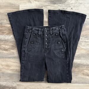 7 For All Mankind Portia Megaflare Jeans Sailor Black Women’s 26 Flare Boho 70's